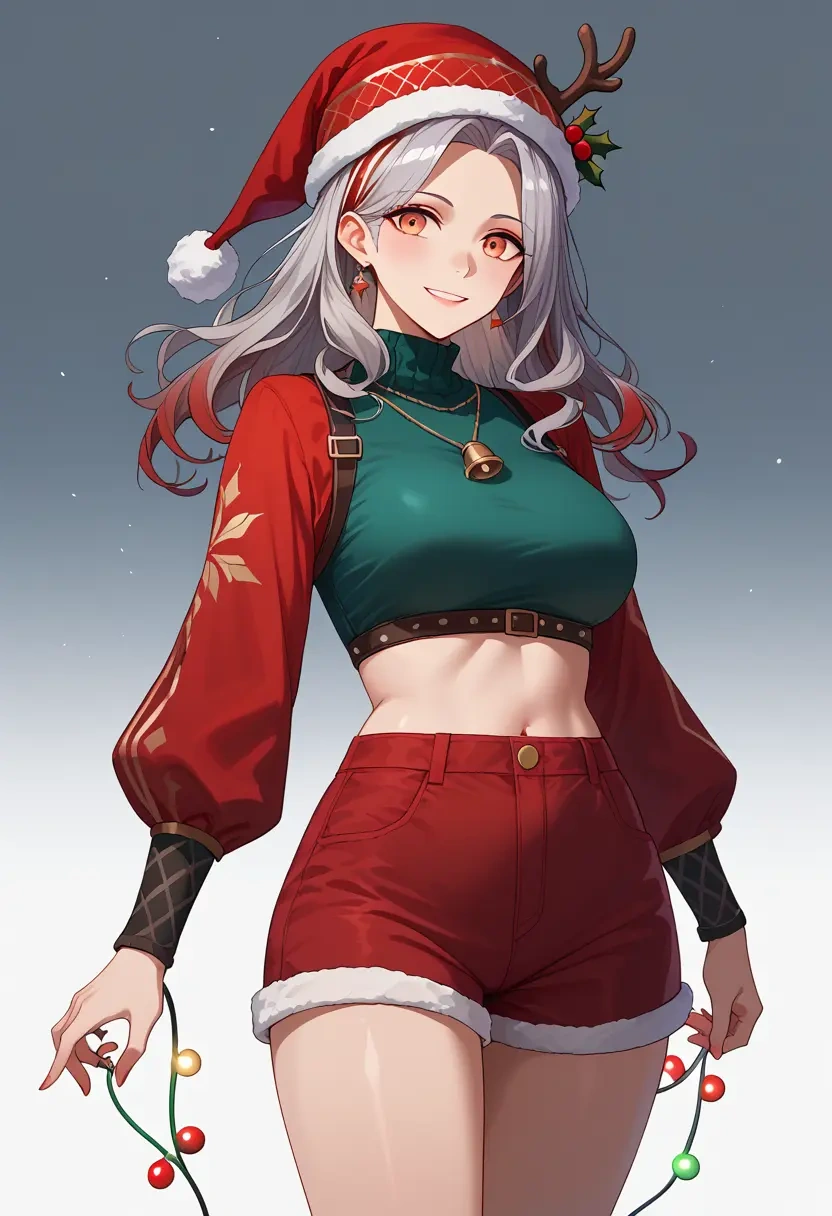 arknights,skadi_(arknights),Christmas,red velvet shorts  - 