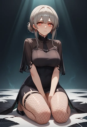 arknights,skadi_the_corrupting_heart_(arknights),secretary,stockings,sexy, panties  - AI generated anime art