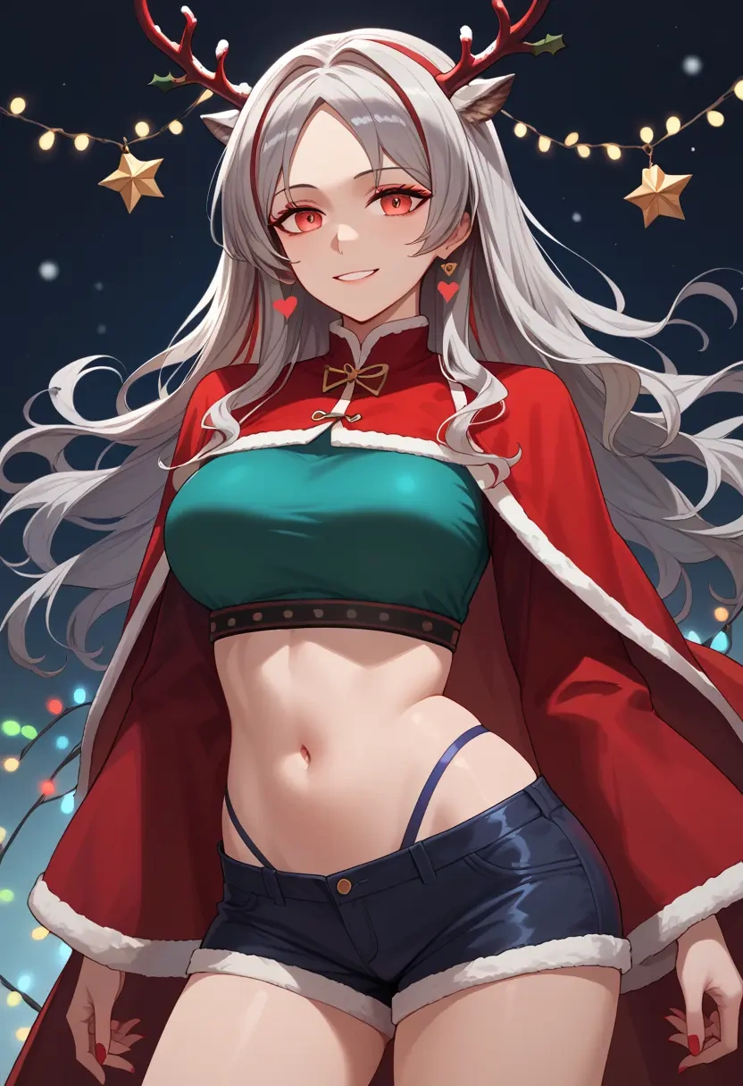 arknights,skadi_the_corrupting_heart_(arknights),Christmas,red velvet shorts  - 