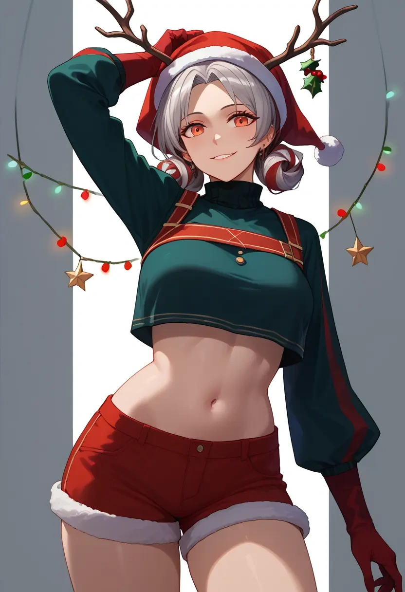 arknights,skadi_the_corrupting_heart_(arknights),Christmas,red velvet shorts  - 