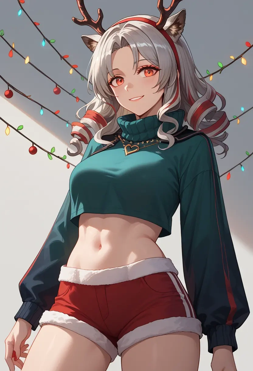 arknights,skadi_the_corrupting_heart_(arknights),Christmas,red velvet shorts  - 