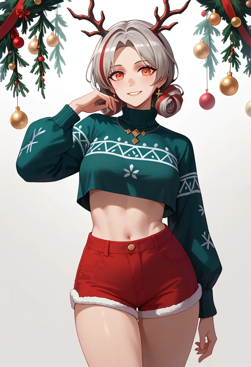 arknights,skadi_the_corrupting_heart_(arknights),Christmas,red velvet shorts  - 