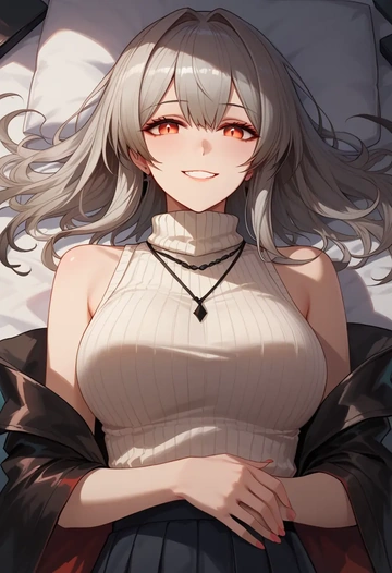 arknights,skadi_the_corrupting_heart_(arknights),turtleneck,knit,maxi skirt  - AI generated anime art