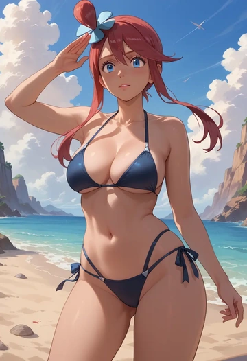 pokemon,skyla_(pokemon),black bikini  - AI generated anime art