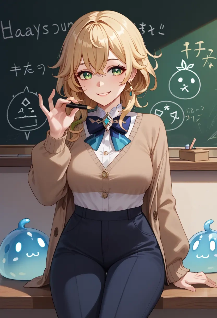 genshin_impact,slime_(genshin_impact),teacher, sweater  - 