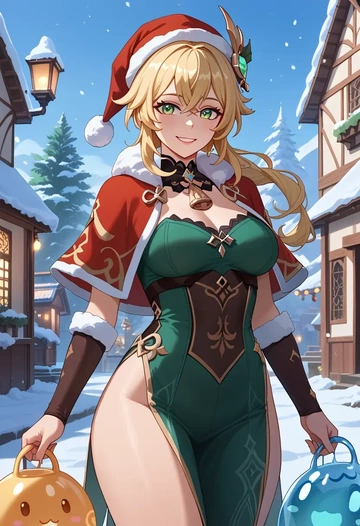 genshin_impact,slime_(genshin_impact),Christmas,dress  - AI generated anime art