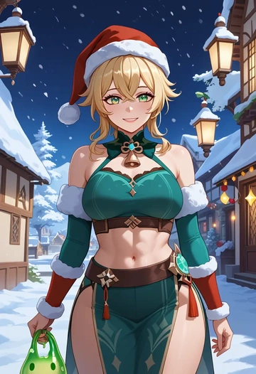 genshin_impact,slime_(genshin_impact),Christmas,dress  - AI generated anime art