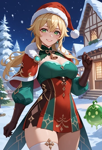 genshin_impact,slime_(genshin_impact),Christmas,dress  - AI generated anime art