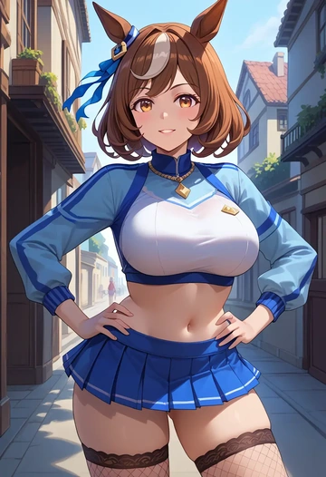 umamusume,smart_falcon_(umamusume),mini skirt, stockings  - AI generated anime art