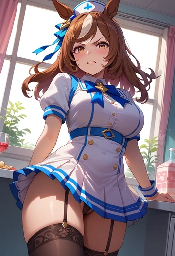 umamusume,smart_falcon_(umamusume),nurse pantyhose,mini skirt, sexy  - AI generated anime art