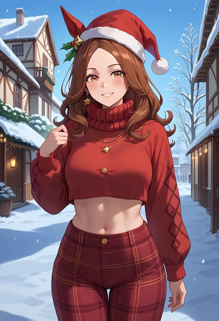 umamusume,smart_falcon_(umamusume),Christmas,plaid trousers  - 