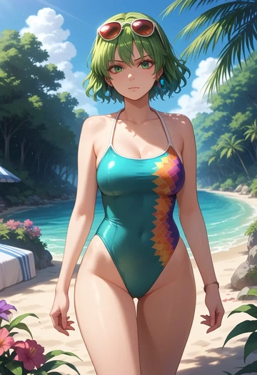 touhou,soga_no_tojiko,swimsuit,sexy  - AI generated anime art