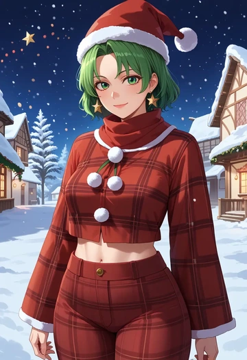 touhou,soga_no_tojiko,Christmas,plaid trousers  - AI generated anime art