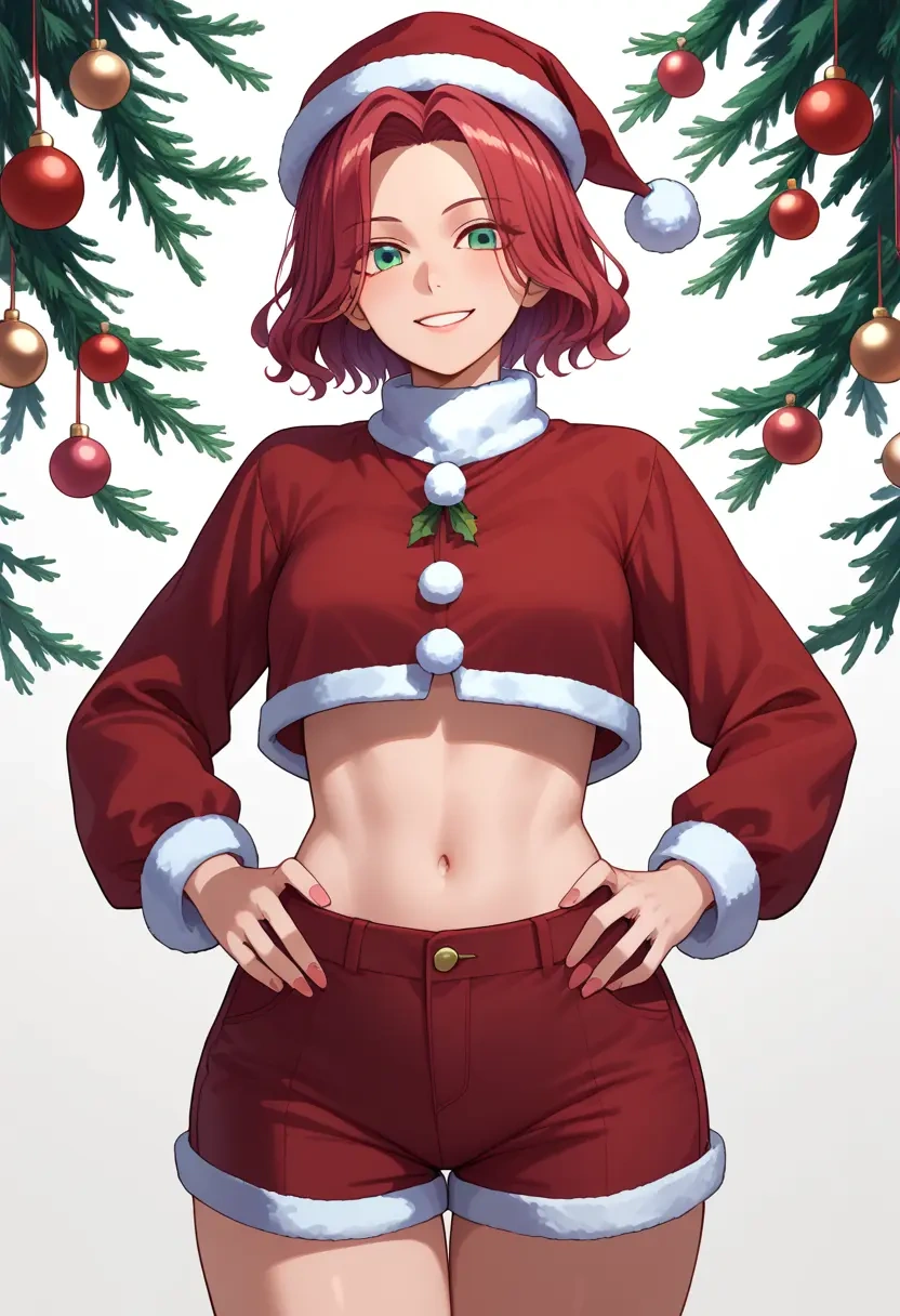 touhou,soga_no_tojiko,Christmas,red velvet shorts  - 