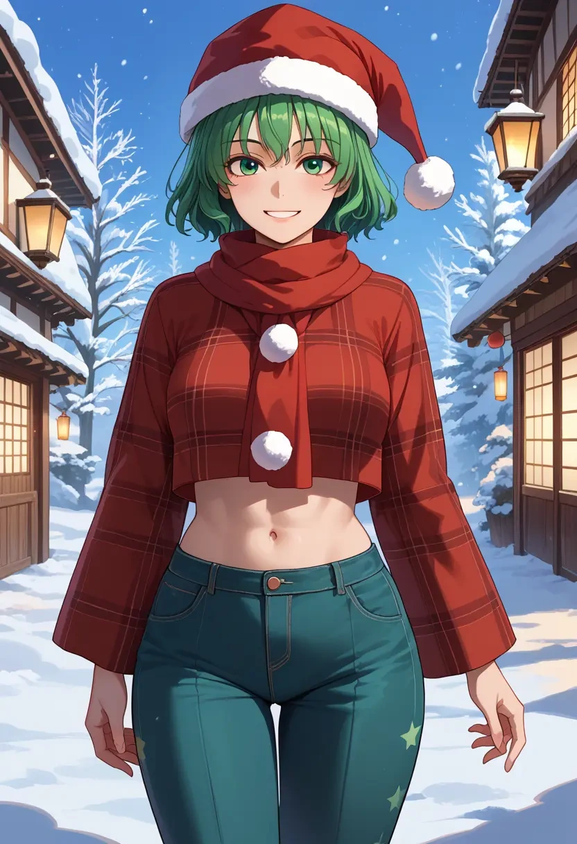 touhou,soga_no_tojiko,Christmas,plaid trousers  - 