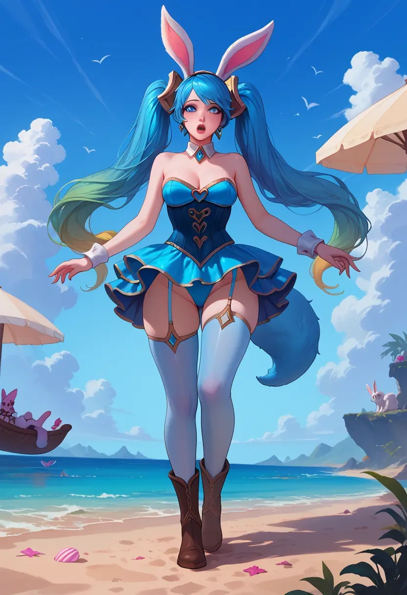 league_of_legends,sona_(league_of_legends),bunny girl  - 