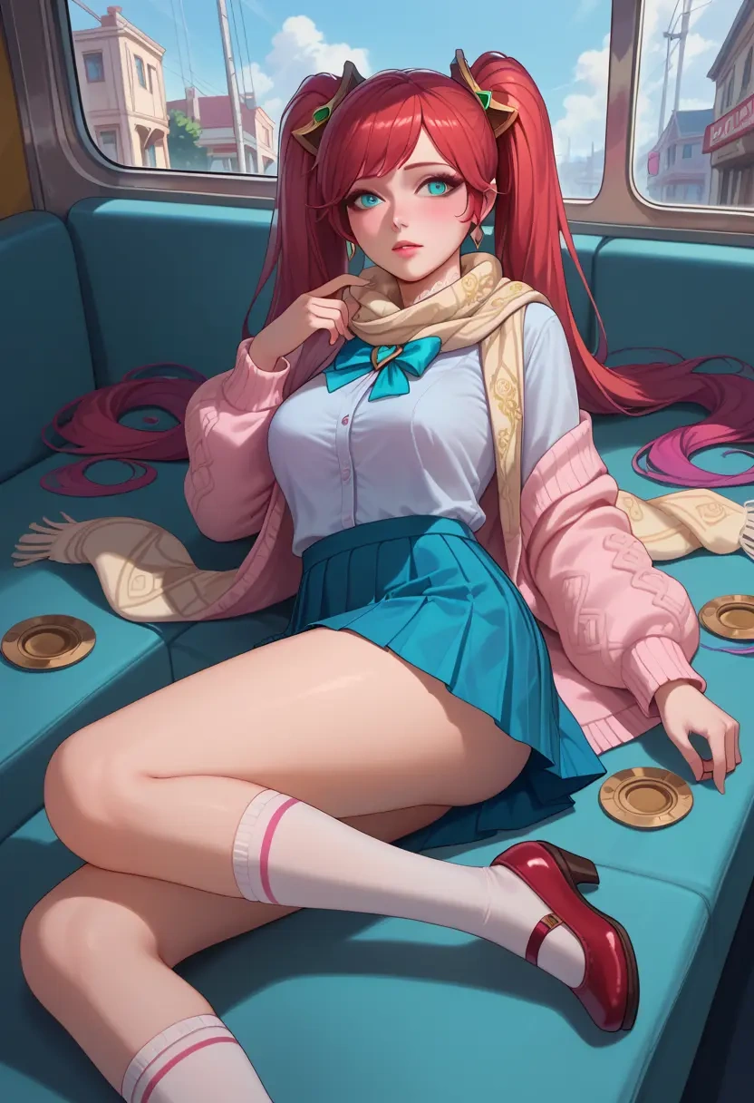 league_of_legends,sona_(league_of_legends),spring,student uniform,light cardigan  - 