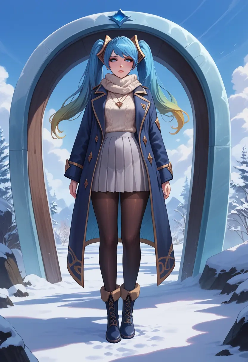 league_of_legends,sona_(league_of_legends),winter,student uniform,puffer coat  - 