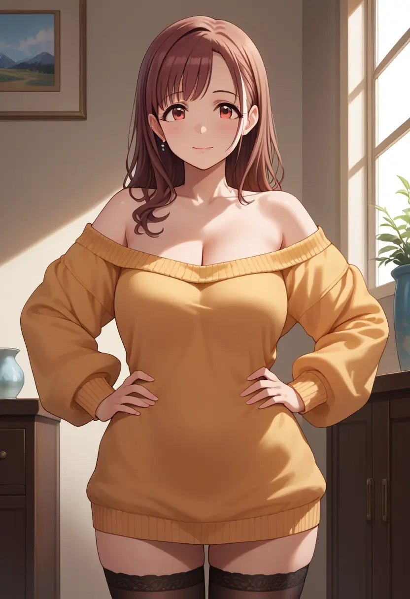 idolmaster,sonoda_chiyoko,off-shoulder,sweater  - 