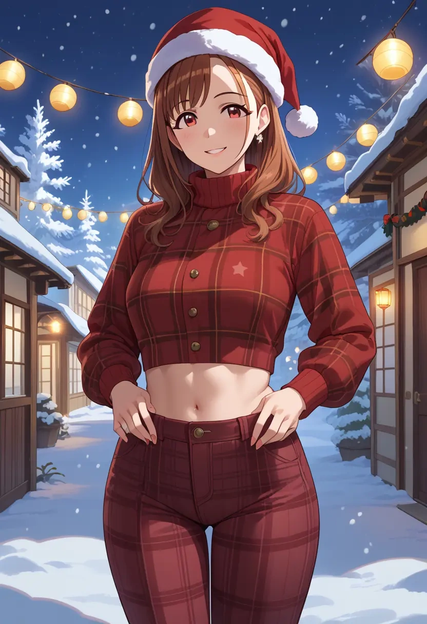 idolmaster,sonoda_chiyoko,Christmas,plaid trousers  - 