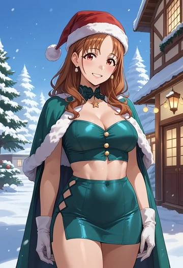 idolmaster,sonoda_chiyoko,Christmas,dress  - AI generated anime art