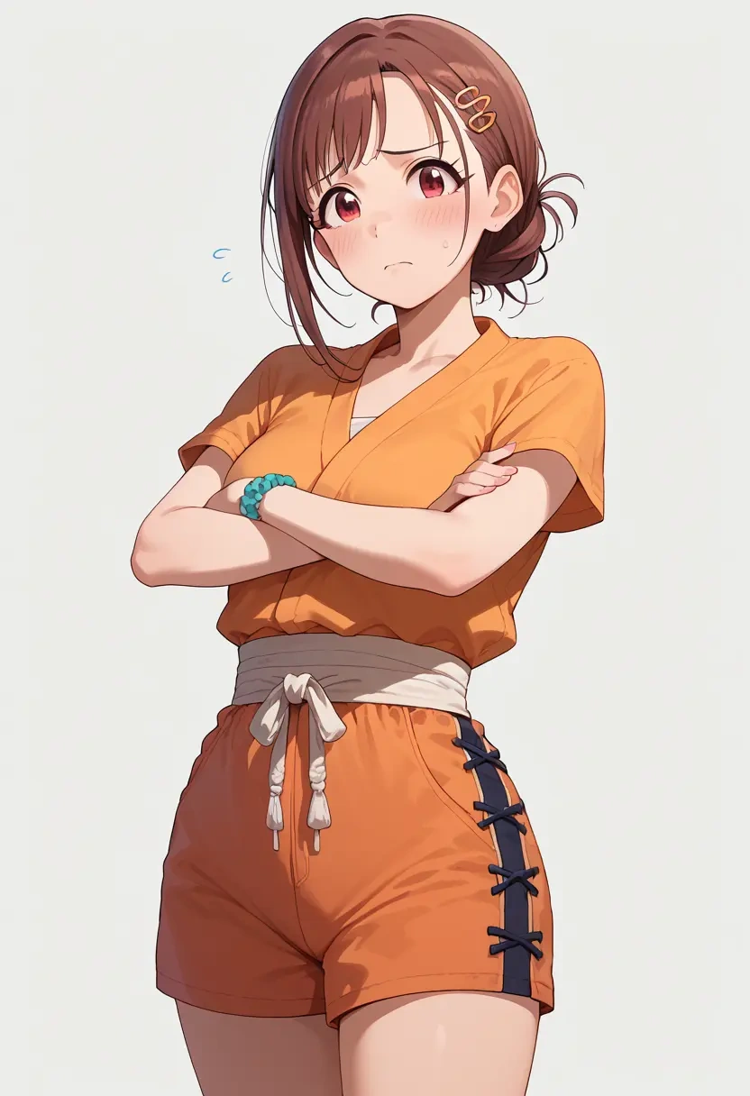 idolmaster,sonoda_chiyoko,jogger shorts,oversized tank  - 