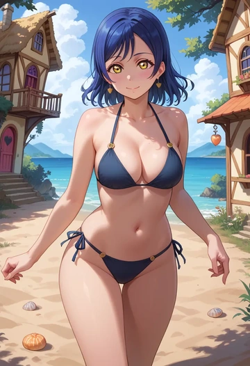 love_live,sonoda_umi,black bikini  - AI generated anime art