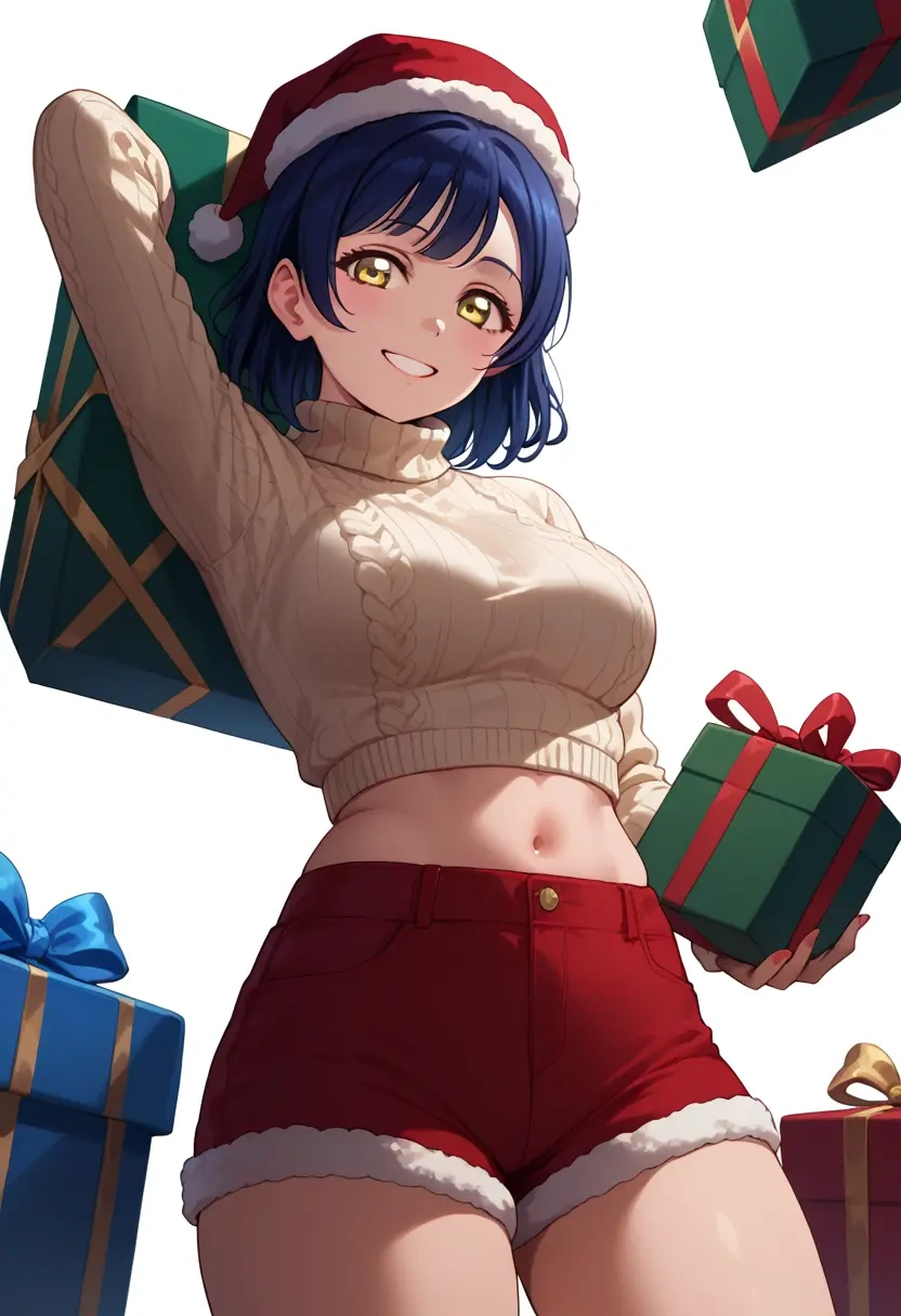 love_live,sonoda_umi,Christmas,red velvet shorts,turtleneck sweater  - 