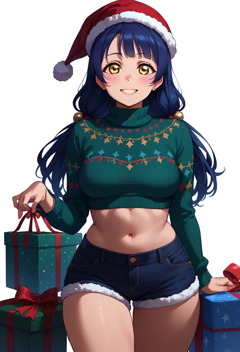 love_live,sonoda_umi,Christmas,red velvet shorts,turtleneck sweater  - 