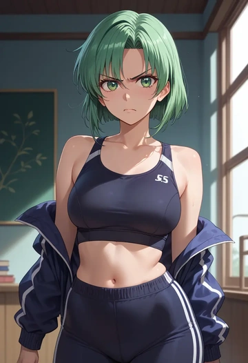 higurashi_no_naku_koro_ni,sonozaki_mion,athletic,track suit  - AI generated anime art