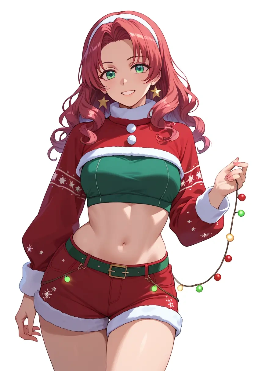 higurashi_no_naku_koro_ni,sonozaki_mion,Christmas,red velvet shorts  - 