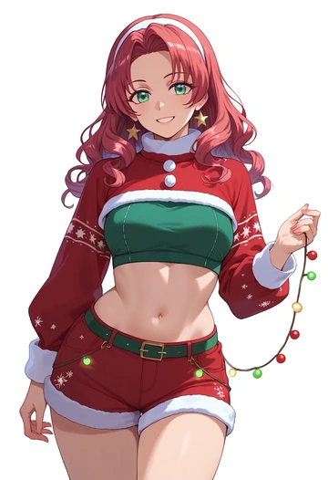 higurashi_no_naku_koro_ni,sonozaki_mion,Christmas,red velvet shorts  - AI generated anime art