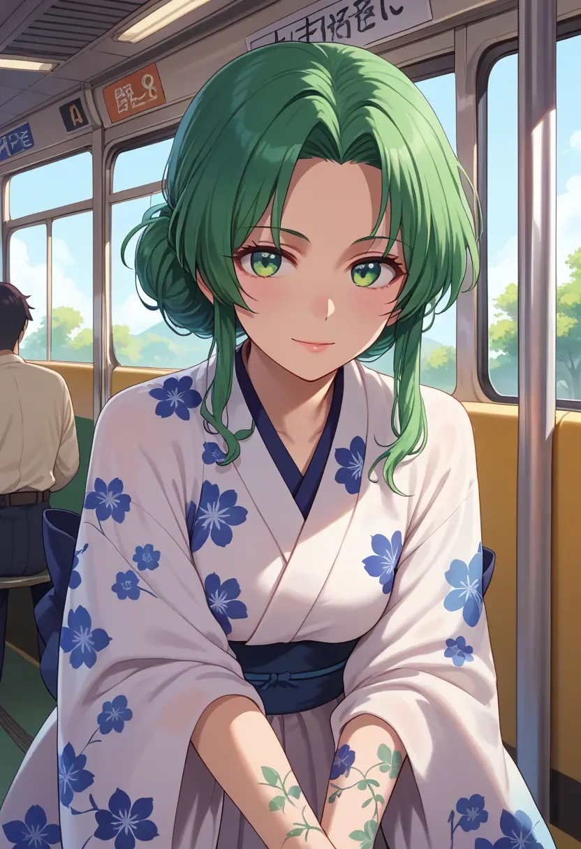 higurashi_no_naku_koro_ni,sonozaki_mion,kimono,silk,wide-leg trousers  - 