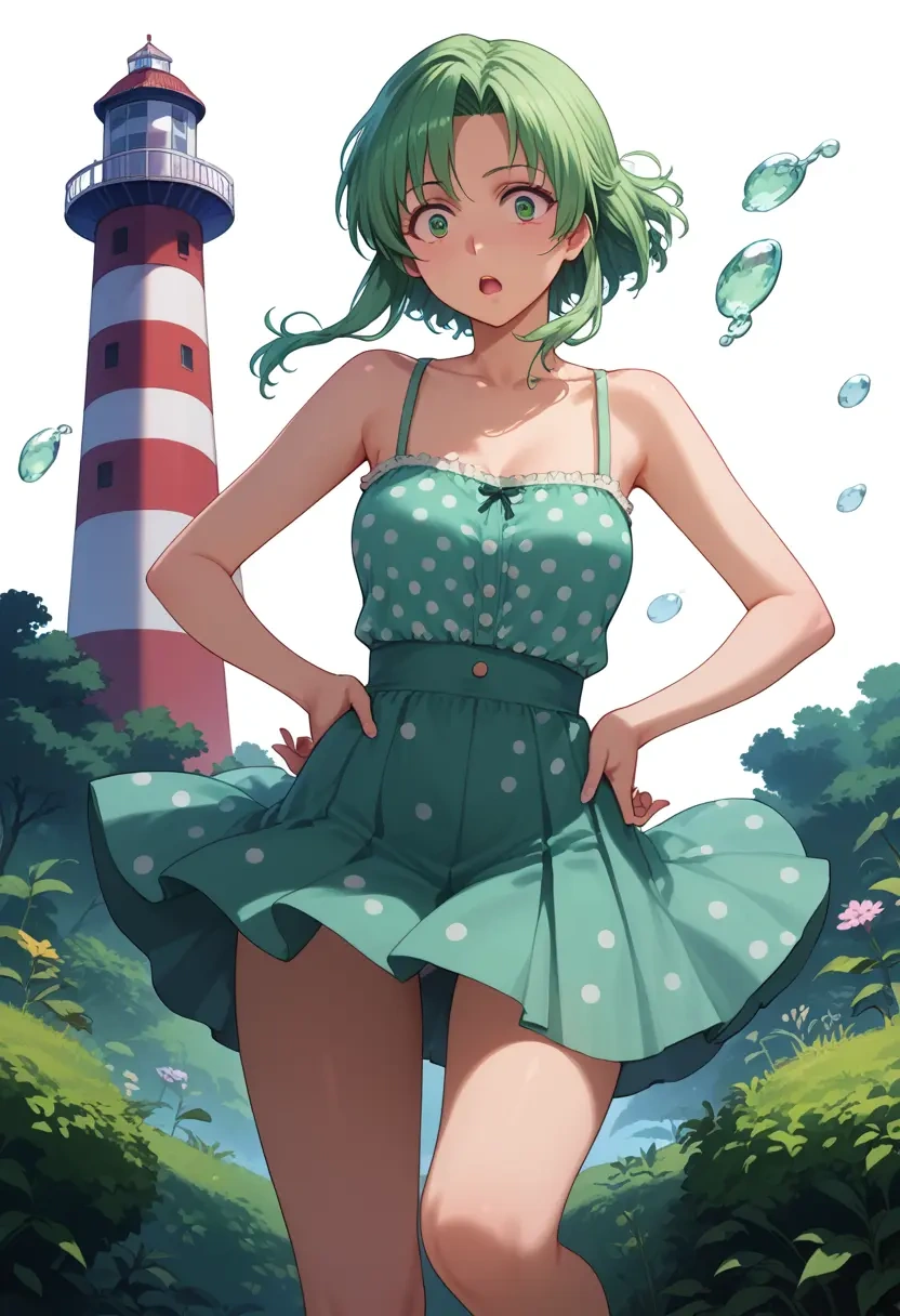 higurashi_no_naku_koro_ni,sonozaki_mion,silk slip dress,polka dots  - 