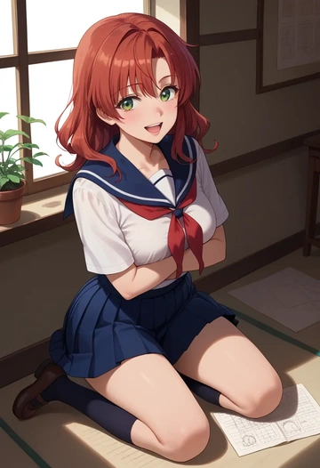 higurashi_no_naku_koro_ni,sonozaki_mion,sailor, uniform  - AI generated anime art