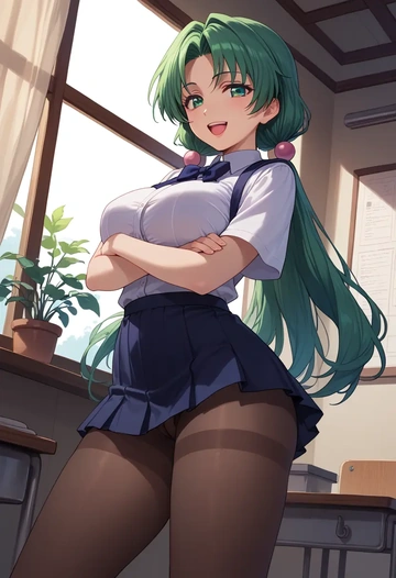 higurashi_no_naku_koro_ni,sonozaki_shion,shorts, pantyhose  - AI generated anime art