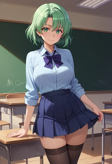 higurashi_no_naku_koro_ni,sonozaki_shion,mini skirt,stockings  - AI generated anime art