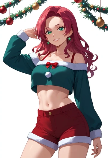 higurashi_no_naku_koro_ni,sonozaki_shion,Christmas,red velvet shorts  - AI generated anime art