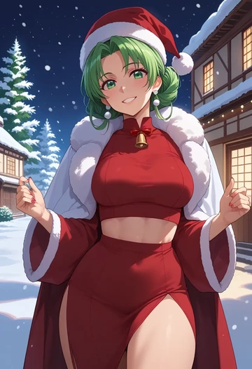 higurashi_no_naku_koro_ni,sonozaki_shion,Christmas,dress  - AI generated anime art