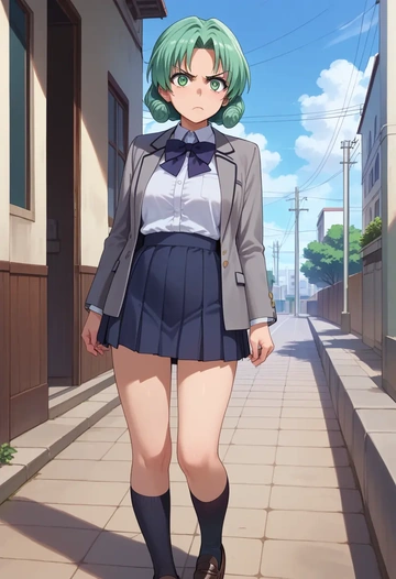 higurashi_no_naku_koro_ni,sonozaki_shion,winter,student uniform,blazer  - AI generated anime art