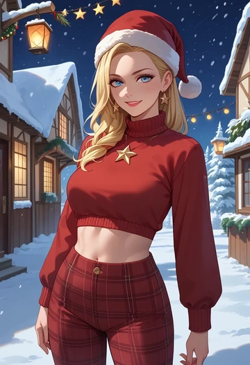 kill_me_baby,sonya_(kill_me_baby),Christmas,plaid trousers  - AI generated anime art