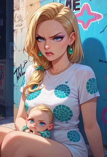 kill_me_baby,sonya_(kill_me_baby),silk graffiti shirt,dolphin shorts  - AI generated anime art