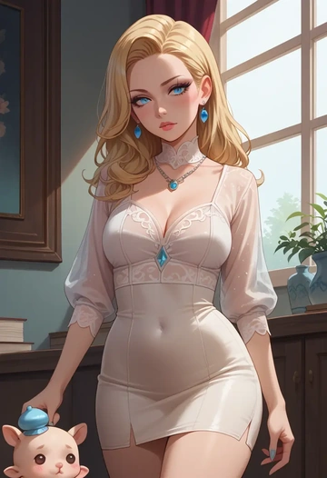 kill_me_baby,sonya_(kill_me_baby),bodysuit,mesh,high-waisted skirt  - AI generated anime art