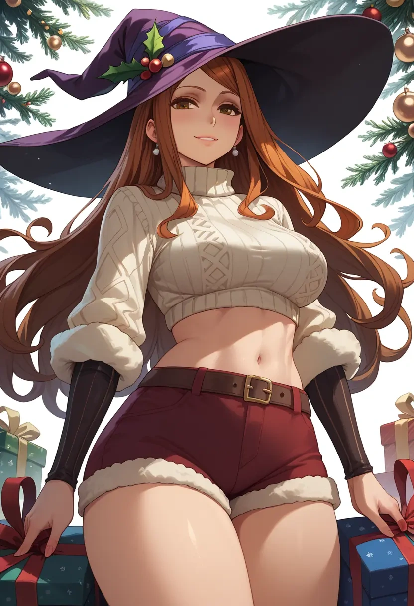 dragons_crown,sorceress_(dragons_crown),Christmas,red velvet shorts,turtleneck sweater  - 