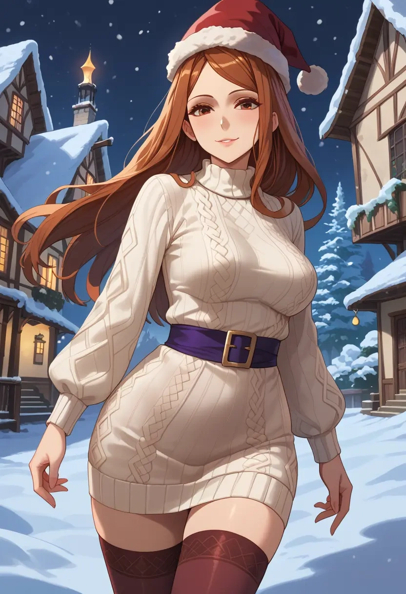 dragons_crown,sorceress_(dragons_crown),Christmas,sweater dress,stockings  - 