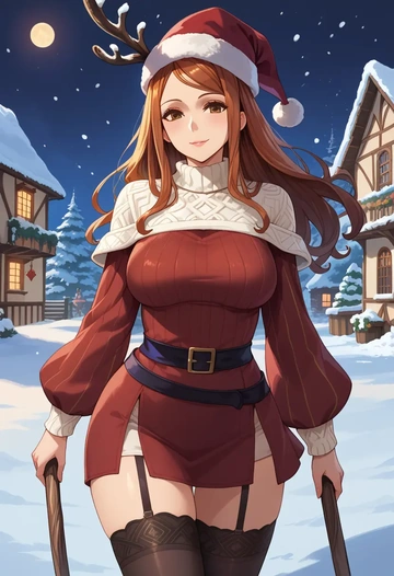 dragons_crown,sorceress_(dragons_crown),sweater,stockings,Thigh garters  - AI generated anime art