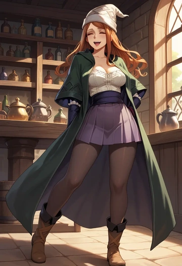 dragons_crown,sorceress_(dragons_crown),winter,student uniform,duffle coat  - AI generated anime art