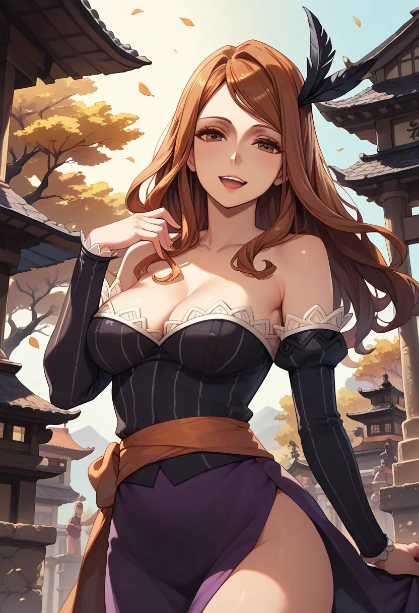 dragons_crown,sorceress_(dragons_crown),witch blouse,asymmetrical skirt,striped stockings  - 