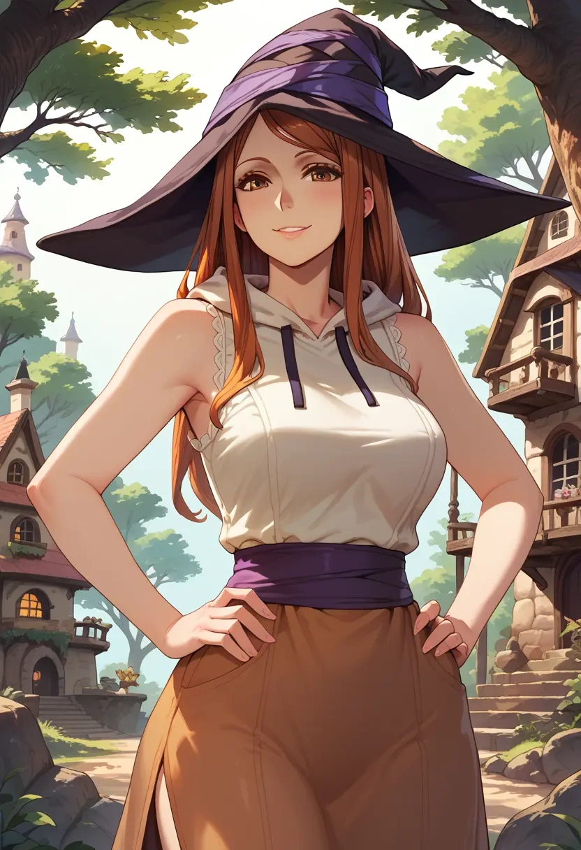 dragons_crown,sorceress_(dragons_crown),sleeveless hoodie,biker shorts  - 