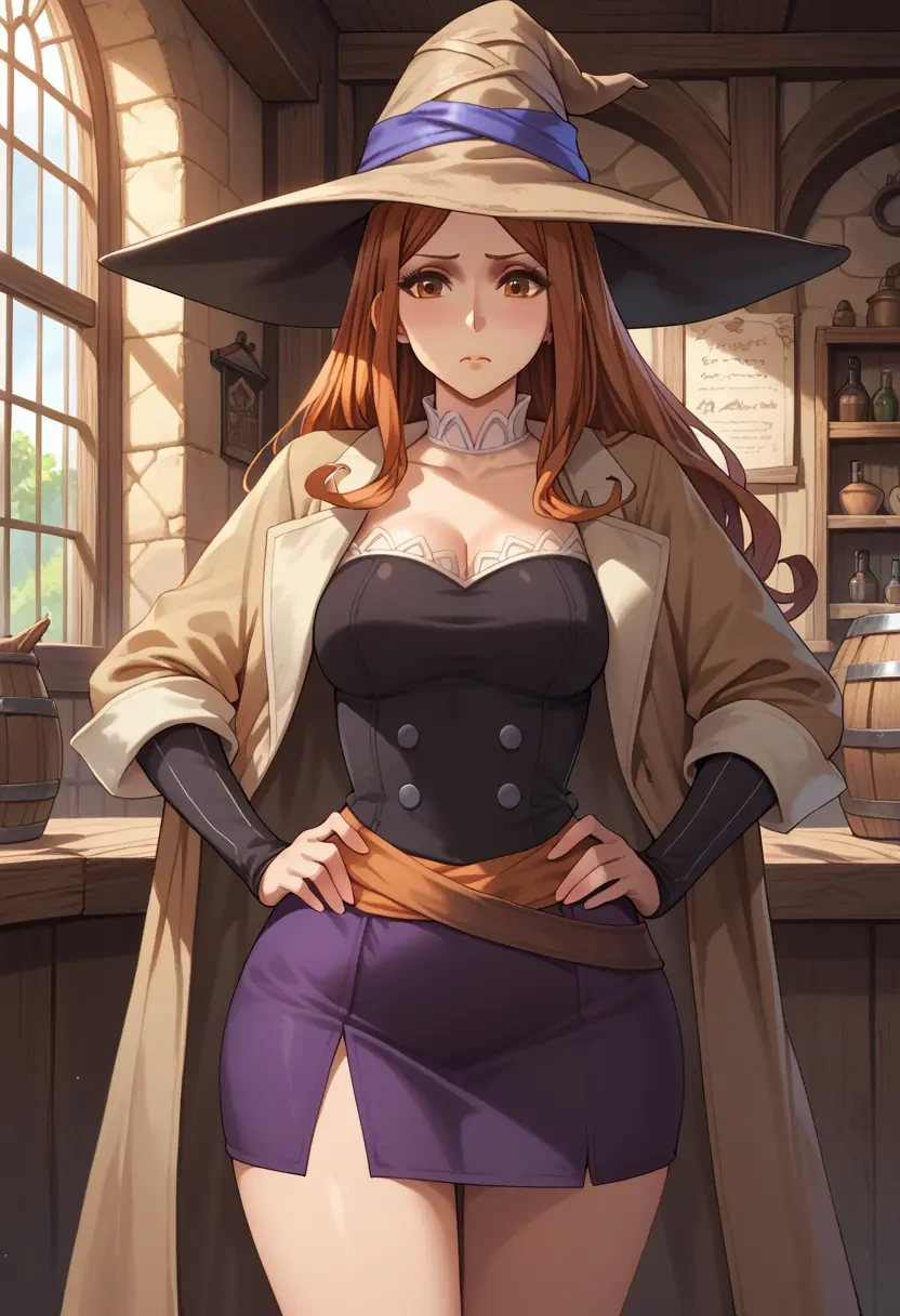 dragons_crown,sorceress_(dragons_crown),coat,long,double-breasted,pencil skirt  - 